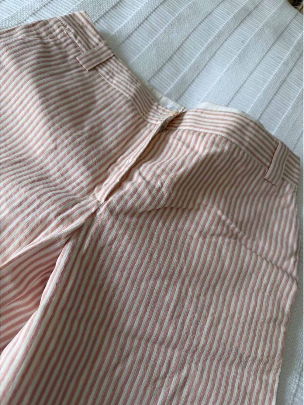 Armani Collezioni Pink White Striped Wide Leg Pants Silk Cotton Blend US 6 IT 42